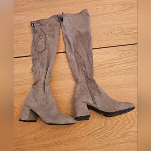 Liz Claiborne Over the Knee Suede Boots - Taupe